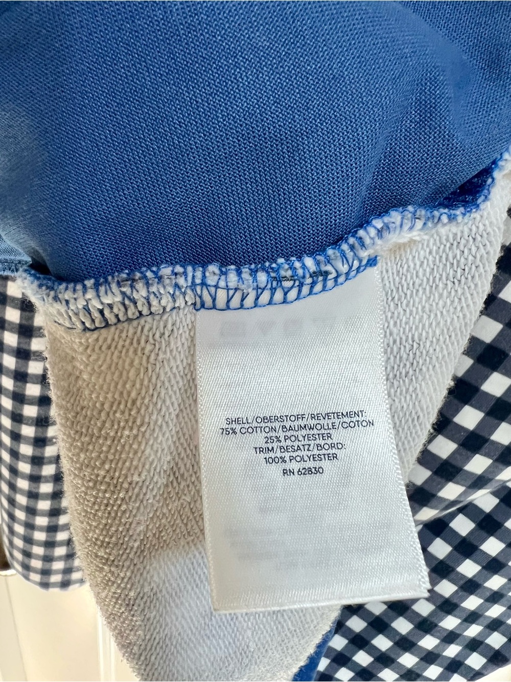Lands' End x Draper James Gingham Navy & Blue Snap Neck Pullover Sweatshirt Sz L - Picture 4 of 9